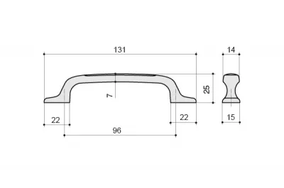 Ручка-скоба 96мм, отделка бронза + вставка