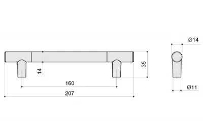 Ручка-скоба 160мм, отделка никель матовый