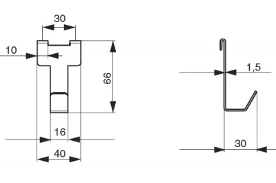 Крючок одинарный 40мм, отделка черный бархат (матовый)
