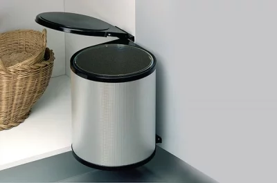 Ведро для мусора (13л), пластик чёрный + алюминий