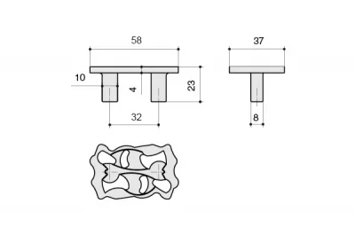 Ручка-скоба 32мм, отделка золото 24