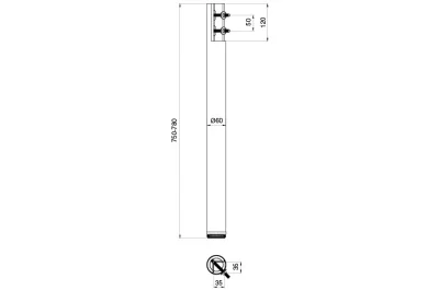 608 Нога d.60 Н750 для стола-каркаса, хром глянец, комплект 4 штуки