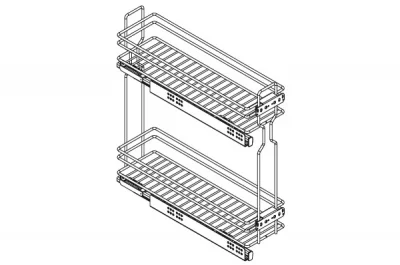 Сетка в базу 200 выдвижная с доводчиком, отделка хром