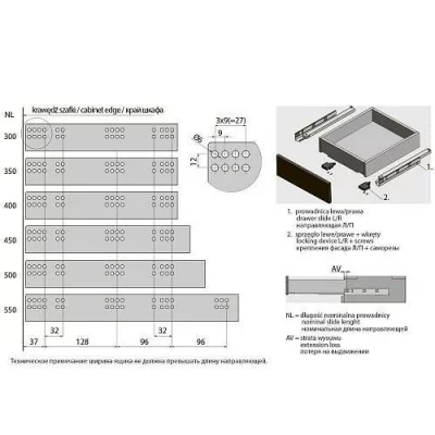 GTV: Направляющая нижнего монтажа Modern Slide с доводчиком полное выдвижение 300мм 25кг 3D регулировка GTV PB-3D0SHX18-300-H