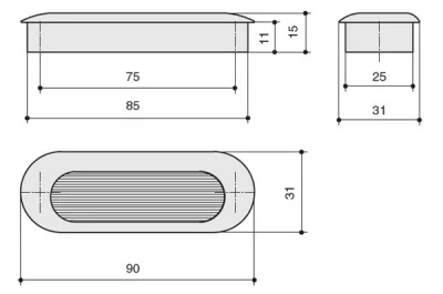 Ручка врезная 75мм, отделка бронза "Флоренция"