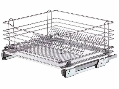Посудосушитель в нижнюю базу 600мм с поддоном, направляющие плавного закрывания, хром