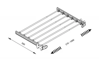 Рамка выдвижная с держателями для брюк, 570-1000мм, отделка коричневая