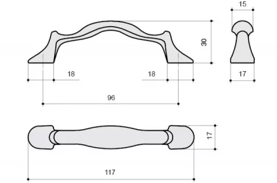 Ручка-скоба 96мм, отделка бронза