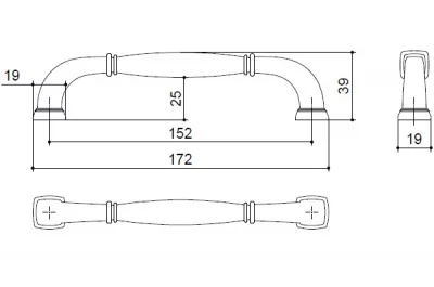 Ручка-скоба 152мм, отделка шлифованная медь