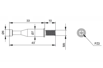 Шток с резьбой М6 для стяжки эксцентриковой, отделка цинк (за 100 штук)