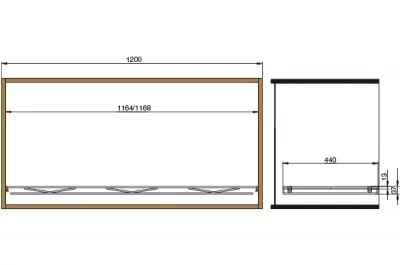 Сетчатая полка в базу 1200, отделка хром