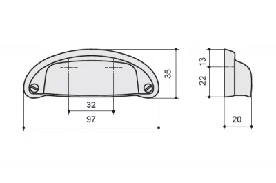 Ручка-скоба 32мм, отделка хром глянец