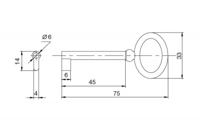 Ключ 45мм, отделка бронза античная