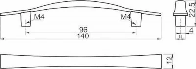 GTV: Ручка мебельная UZ-13, C=96мм, сатин UZ-13-096-02