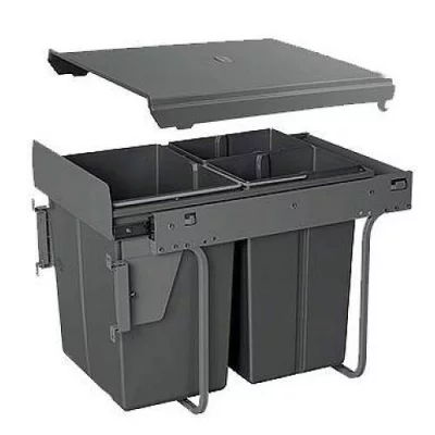 GTV: Сегрегатор для модуля 400 мм (20L+2x10L) антрацит, без крепления фасада, с доводчиком: PB-45-202X10-60A