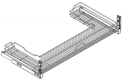 Сетка в базу 1200 П-образная под мойку выдвижная с доводчиком, отделка хром
