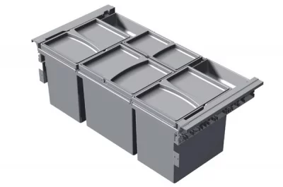 Система хранения выкатная, в базу 900, H298 (4 ведра + 2 контейнера), отделка пластик серый