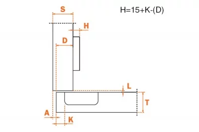 Петля 155" угловая с доводчиком, отделка титаниум