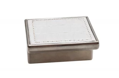 Ручка-скоба 32мм, отделка никель глянец + белый (крокодил)