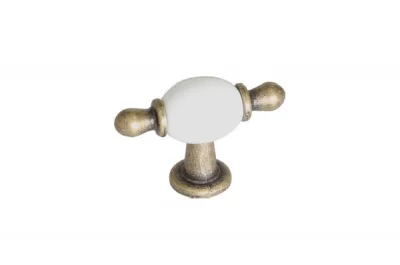 Ручка-кнопка, отделка бронза матовая + керамика