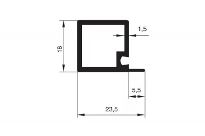 SmartCube Профиль с бортиком, L=5000, отделка черная