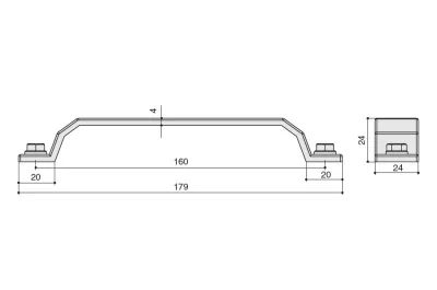 Ручка-скоба 160мм, отделка железо черное винтаж