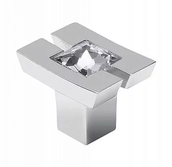 GTV: Ручка-кнопка с кристаллами 24х18мм, хром GZ-71C024-01