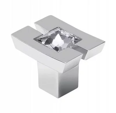 GTV: Ручка-кнопка с кристаллами 24х18мм, хром GZ-71C024-01