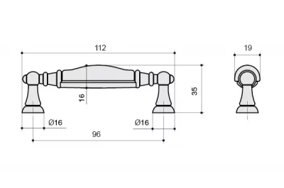 Ручка-скоба 96мм, отделка бронза "Валенсия" + керамика