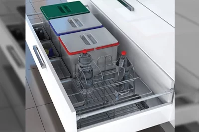 Набор емкостей в базу 1200 для бытовой химии и раздельного сбора мусора