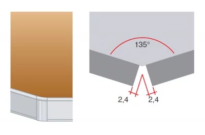 Угол 135" внешний для столешниц Н40, алюминий анодированный