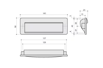 Ручка-скоба врезная, отделка алюминий