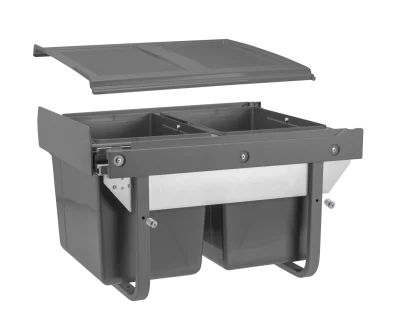 GTV: ВЕДРО ДЛЯ МУСОРА БЕЗ КРЕПЛЕНИЯ ФАСАДА=450мм, НАПР. С ДОВОДЧИКОМ - НИЗКИЙ, 2х15л , 490x395x312 АНТРА: PB-45-002X15-60A