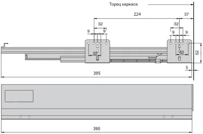 Комплект ящика Indigo H=90, L=400, отделка орион серый: M-IND.KIT.400A1.OG