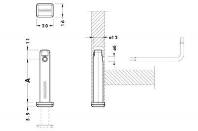 Ножка опорная врезная Н.32 для 16ДСП Ножка опорная врезная Н.32 для 16ДСП