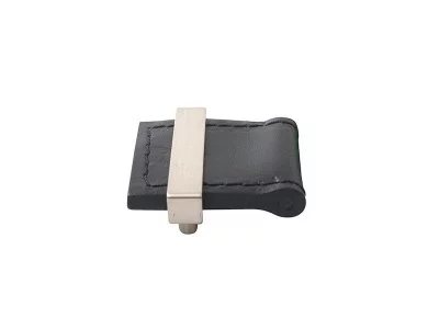 Ручка-кнопка, черная кожа/шлифованный никель