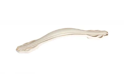 Ручка-скоба 96мм, отделка слоновая кость + золото