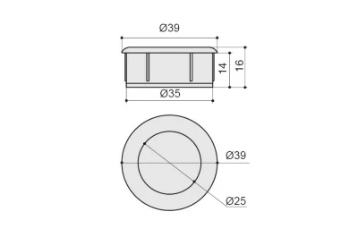 Ручка врезная, отделка серая