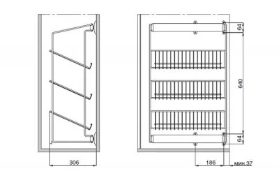 Выдвижная полка для обуви, трёхуровневая