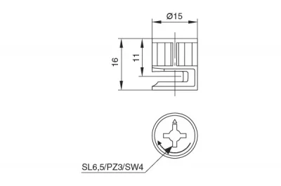 Эксцентрик для 22мм ДСП, отделка цинк (за 100 штук)