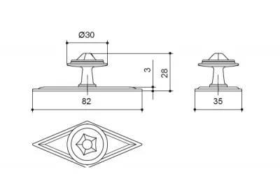 Ручка-кнопка с накладкой, отделка бронза античная красная