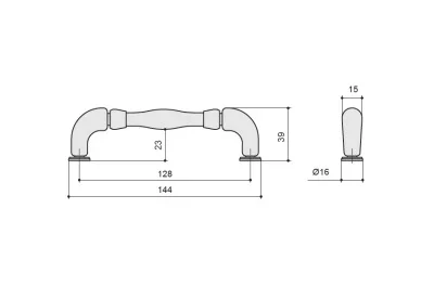 Ручка-скоба 128мм, отделка бронза английская