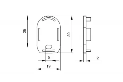 Заглушка с отверстием для профиль-штанги 1930, цвет серый
