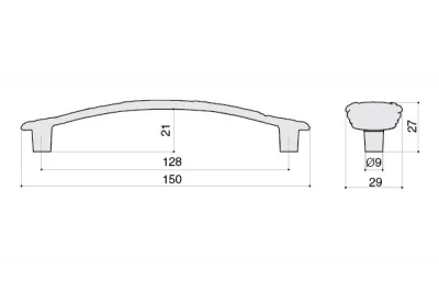 Ручка-скоба 128мм, отделка золото матовое "Милан" + горный хрусталь