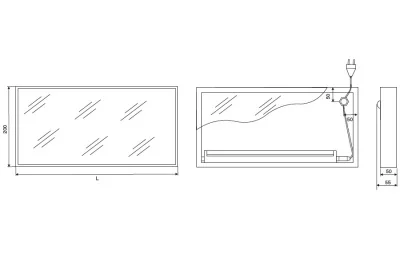Полка-светильник Just-50, 450х200 мм, 8W (6400 K) алюминий натуральный + стекло