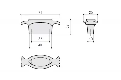 Ручка-кнопка 32мм, отделка бронза античная красная + вставка