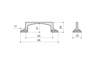 Ручка-скоба 64мм, отделка серебро античное