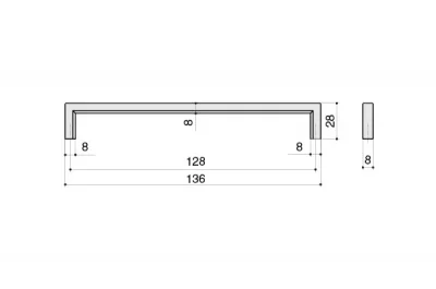Ручка-скоба 128мм, отделка золото матовое