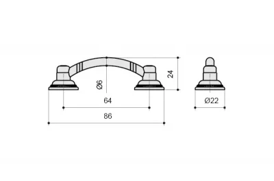 Ручка-скоба 64мм, бронза античная красная
