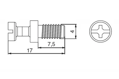 Шток с резьбой М4 для стяжки V20.M и VG20.M, отделка цинк